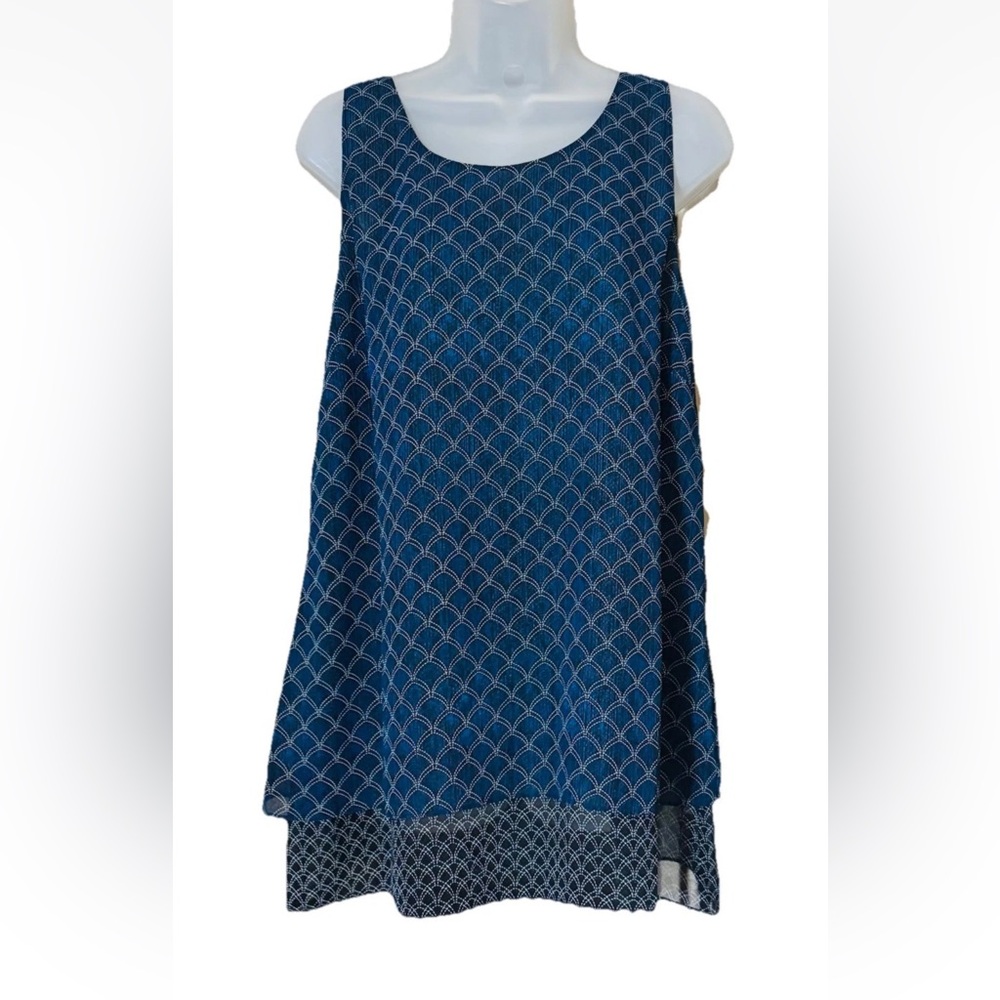 CAbi Imperial Shell Gossamer Tank #3783 Navy Scallop Mermaid Size Large L